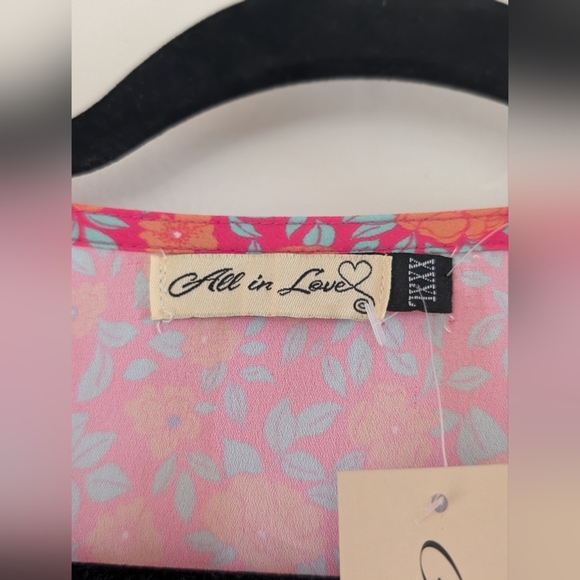 Pink Flutter Sleeve Blouse with Ruffled Tie Front - Picture 7 of 7